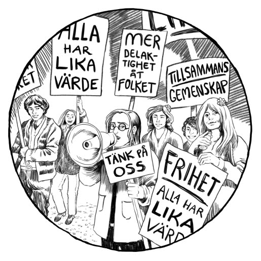 Illustration av en demonstration av Saga-Mariah Sandberg